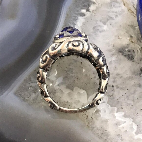 Carolyn Pollack Sterling Silver Lapis & Faceted Clear Quartz Doublet Ring Sz 5.5 - Picture 8 of 10